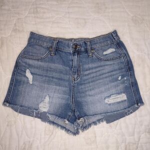 aerie Light Blue Distressed Denim Jean Shorts